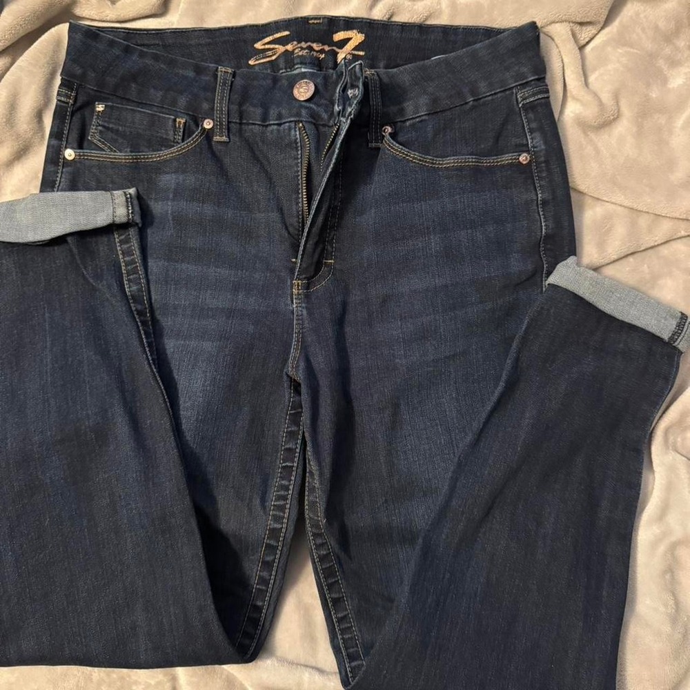 Seven7 Womens Dark Wash Skinny Jeans Size 14 Indigo Denim Slim‎ Fit Pants